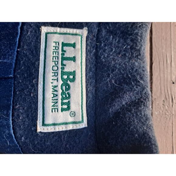 VTG 90s L.L. Bean Dark Blue Wool Pea Coat Adult L Double Breasted USA Made - Picture 2 of 6